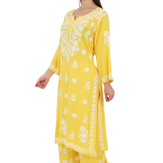 Maira modal cotton yellow full cord set - Lucknow Threads650_YLW