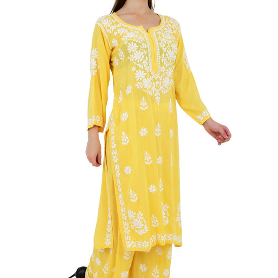 Maira modal cotton yellow full cord set - Lucknow Threads650_YLW