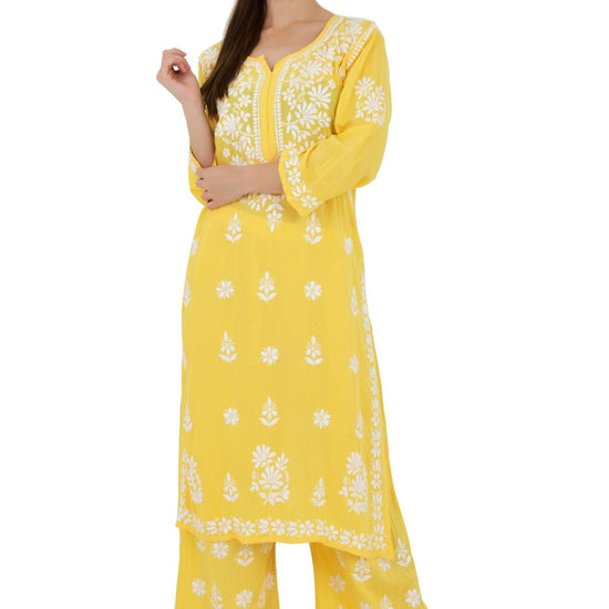 Maira modal cotton yellow full cord set - Lucknow Threads650_YLW