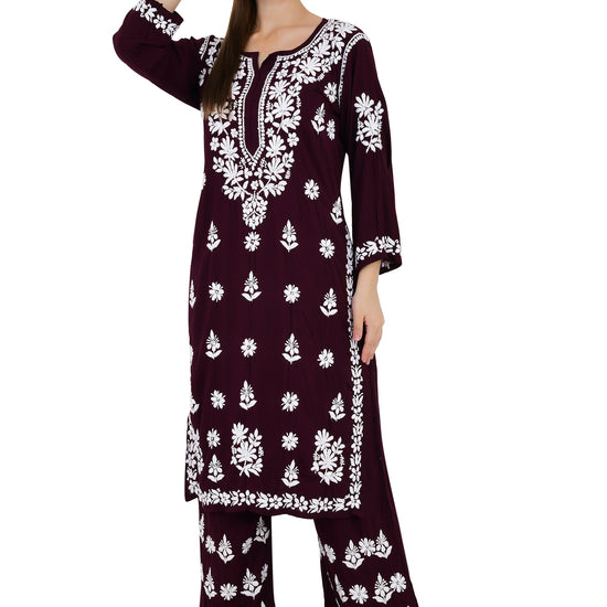 Maira Modal Dark Plum Full Cord Set - Lucknow Threads650_PPL-1