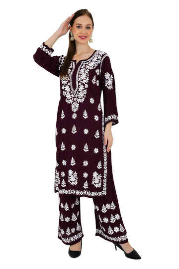 Maira Modal Dark Plum Full Cord Set - Lucknow Threads650_PPL-1