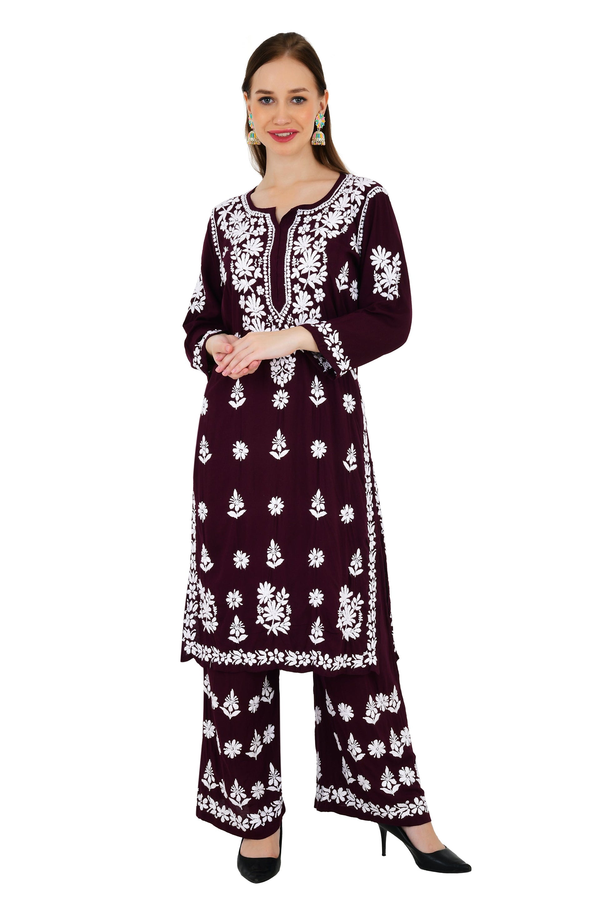 Maira Modal Dark Plum Full Cord Set - Lucknow Threads650_PPL-1