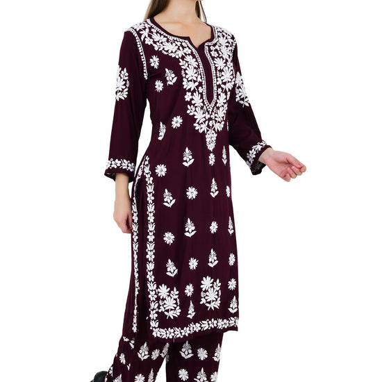 Maira Modal Dark Plum Full Cord Set - Lucknow Threads650_PPL-1