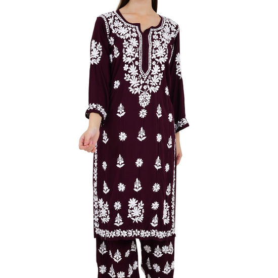 Maira Modal Dark Plum Full Cord Set - Lucknow Threads650_PPL-1