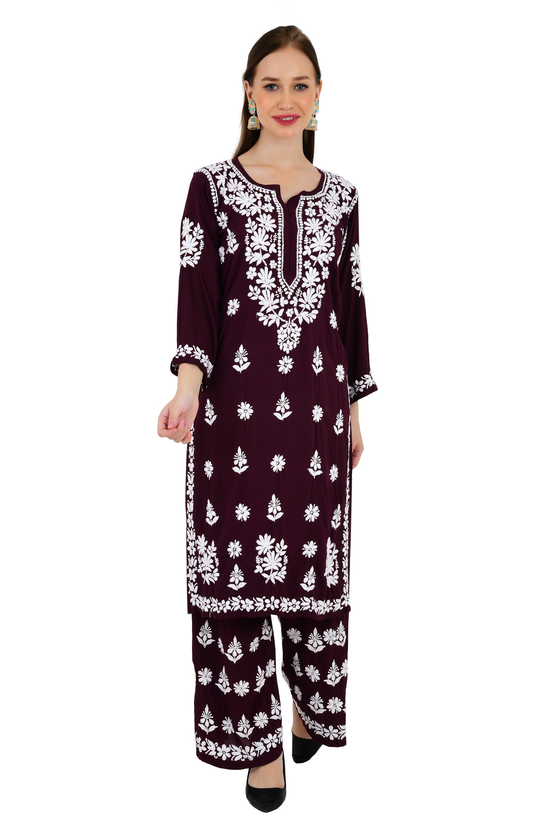 Maira Modal Dark Plum Full Cord Set - Lucknow Threads650_PPL-1