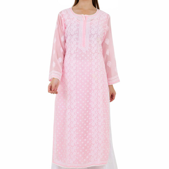 Sahiba Full Jaal Pink Cotton Kurta - Lucknow Threads900_PNK