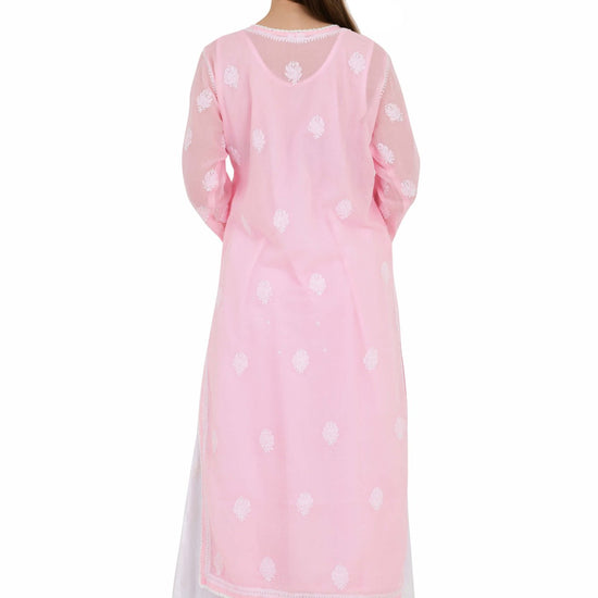 Sahiba Full Jaal Pink Cotton Kurta - Lucknow Threads900_PNK