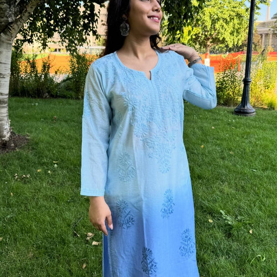 Samaira Chanderi Silk Blue Kurta - Lucknow Threads500_BLU - 1