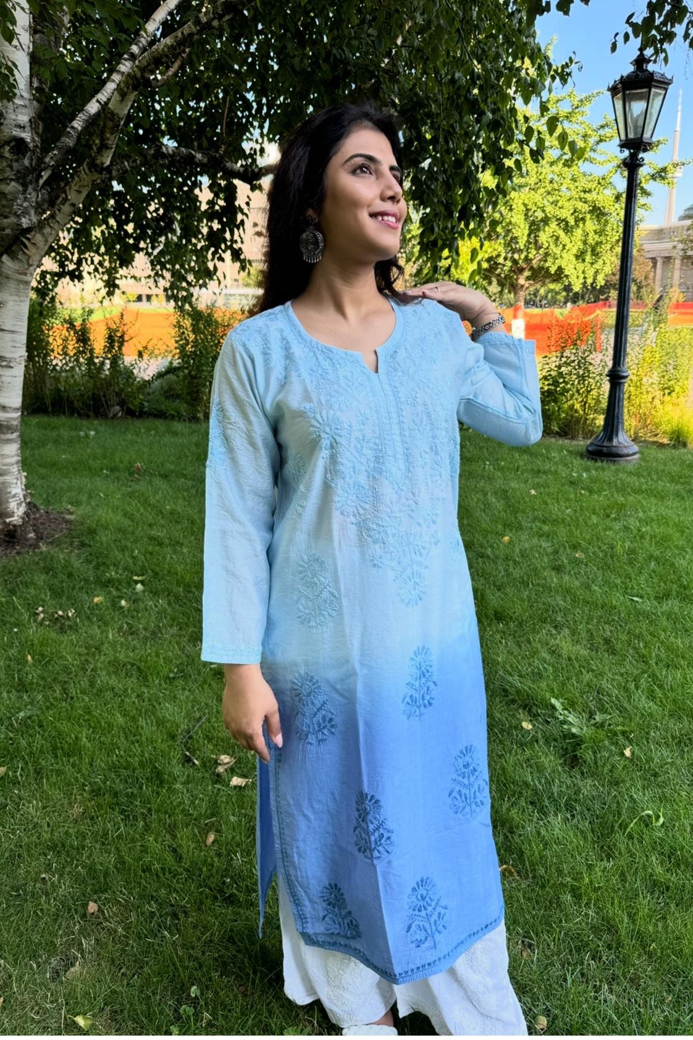 Samaira Chanderi Silk Blue Kurta - Lucknow Threads500_BLU - 1
