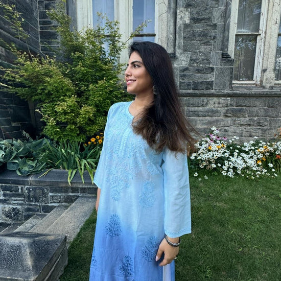 Samaira Chanderi Silk Blue Kurta - Lucknow Threads500_BLU - 1