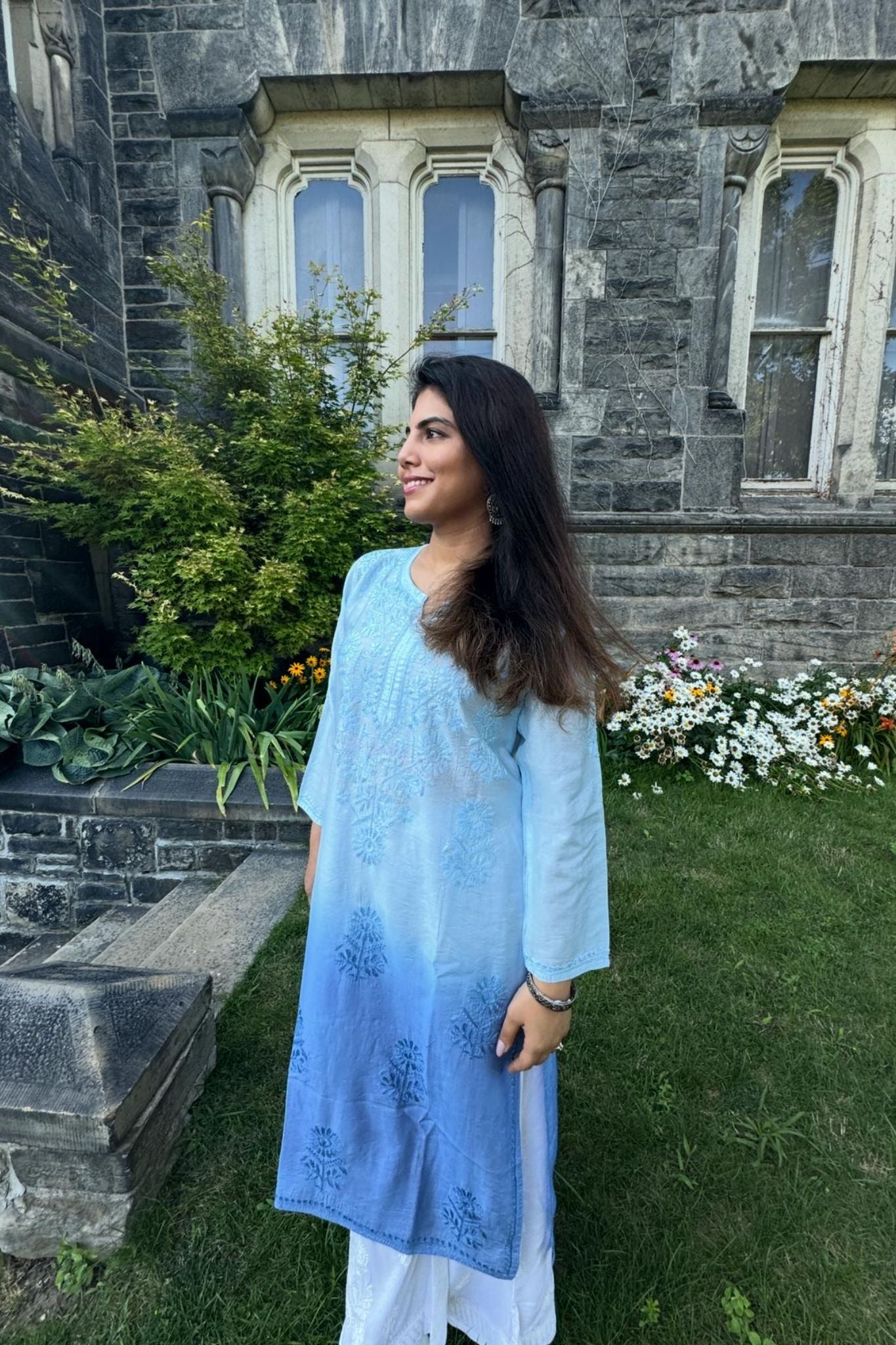 Samaira Chanderi Silk Blue Kurta - Lucknow Threads500_BLU - 1