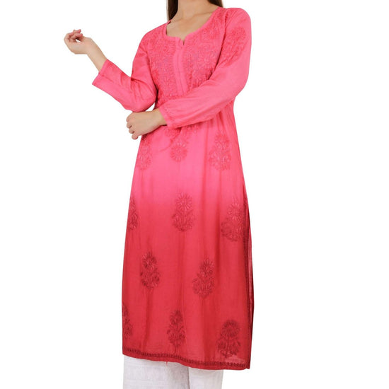 Samaira chanderi silk cherry orange kurta - Lucknow Threads500_CHOG