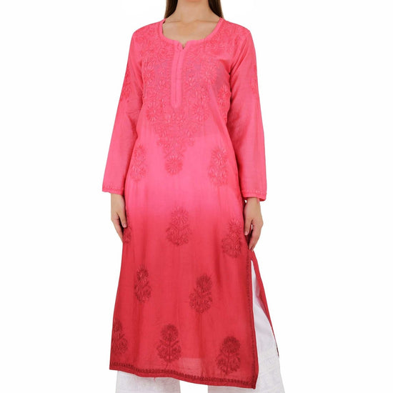 Samaira chanderi silk cherry orange kurta - Lucknow Threads500_CHOG