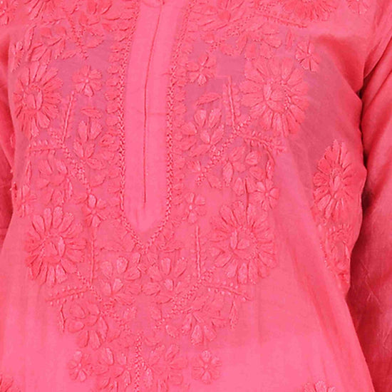 Samaira chanderi silk cherry orange kurta - Lucknow Threads500_CHOG