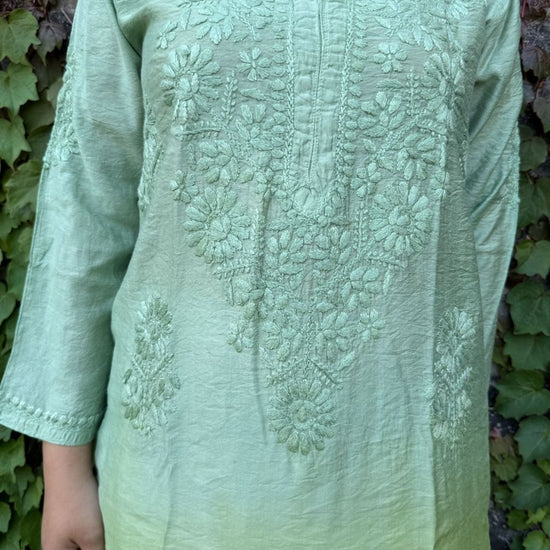 Samaira Chanderi Silk Green Kurta - Lucknow Threads500_GRN - 1