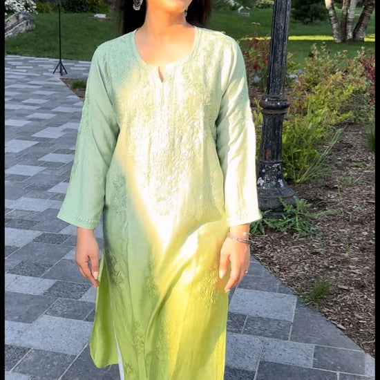 Samaira Chanderi Silk Green Kurta - Lucknow Threads500_GRN - 1