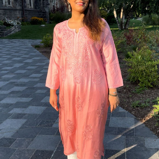 Samaira Chanderi Silk Pink Kurta - Lucknow Threads500_PNK - 1