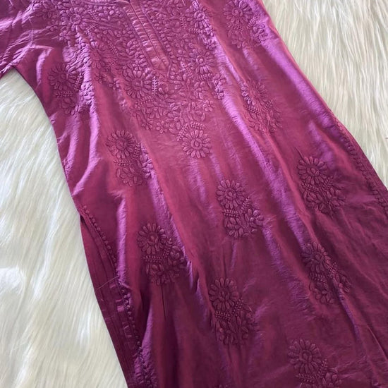 Samaira Chanderi Silk Purple Kurta - Lucknow Threads500_PPL - 1