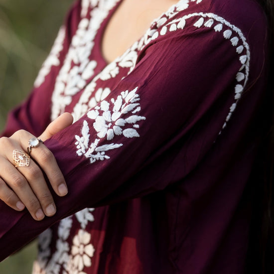 Simra royal maroon modal cotton full cord set - Lucknow Threads600_RED
