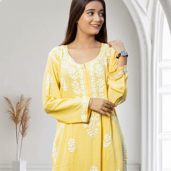Simra yellow modal cotton full cord set - Lucknow Threads600_YLW