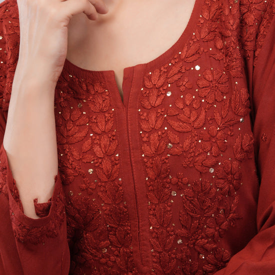 ZOYA – Festive Red Kamdani Coord Set - Lucknow Threads