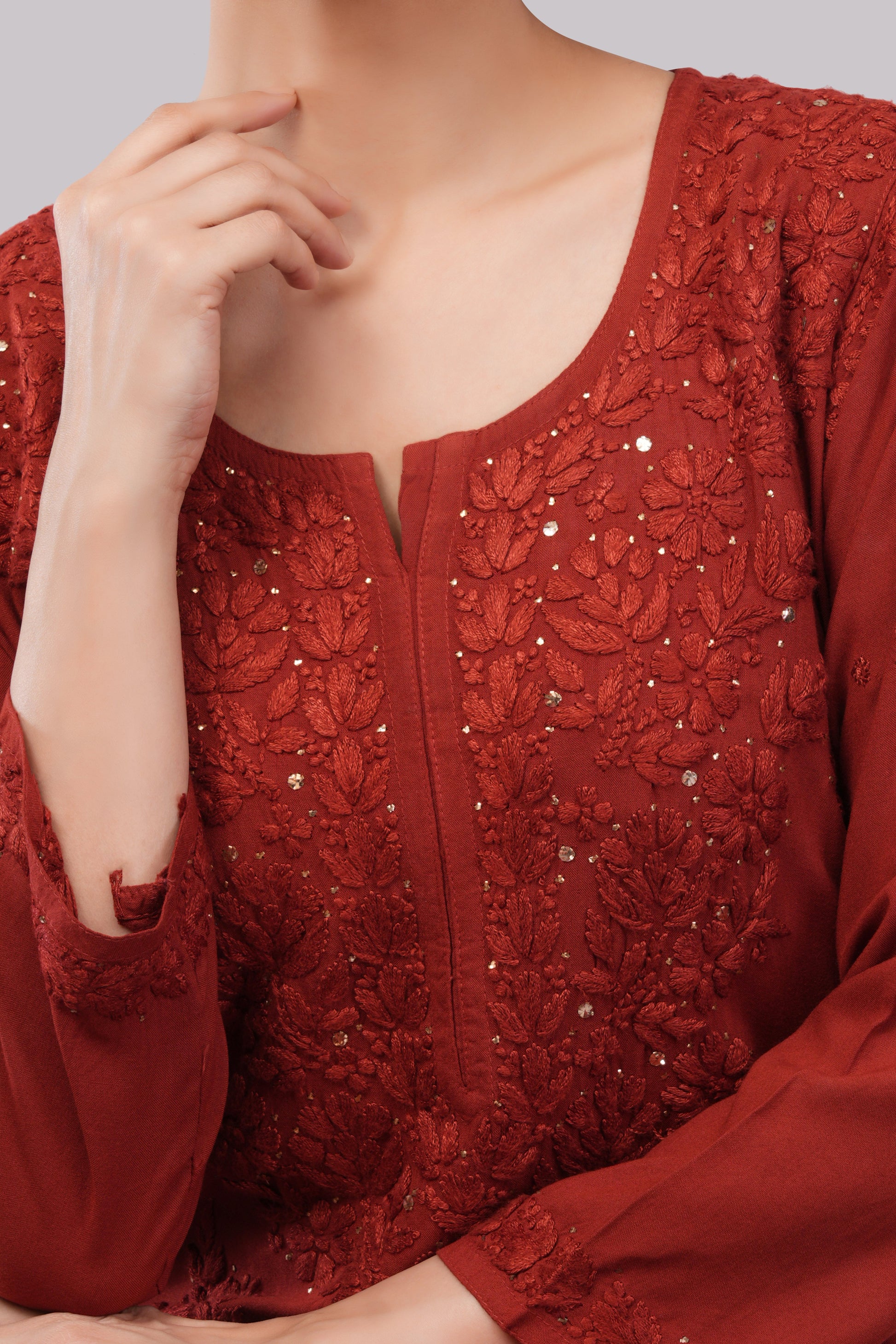 ZOYA – Festive Red Kamdani Coord Set - Lucknow Threads