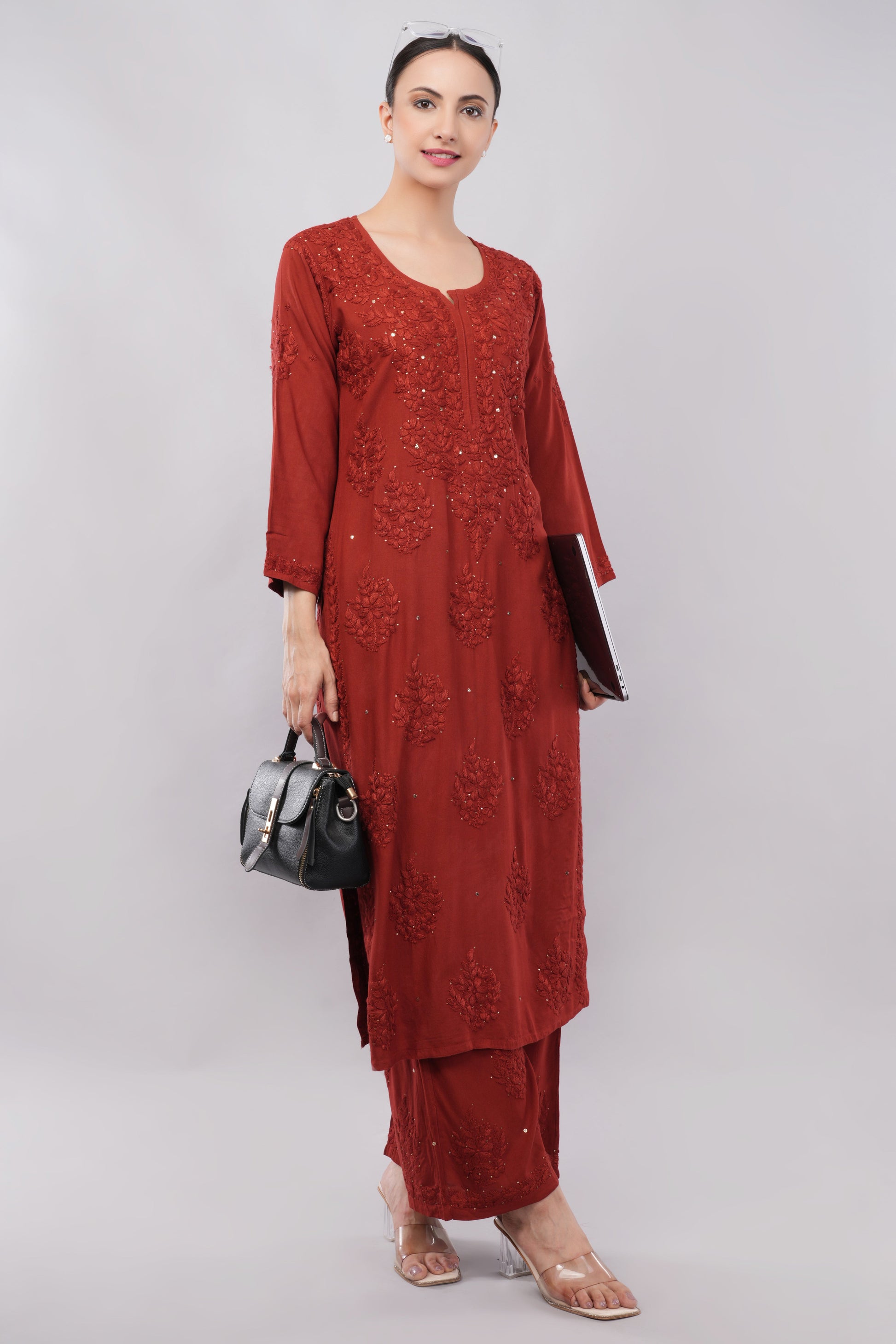 ZOYA – Festive Red Kamdani Coord Set - Lucknow Threads