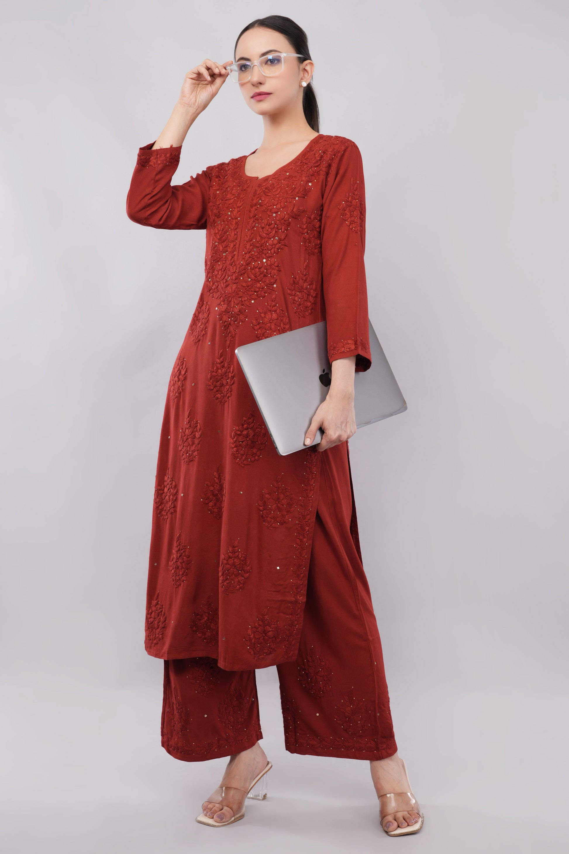 ZOYA – Festive Red Kamdani Coord Set - Lucknow Threads