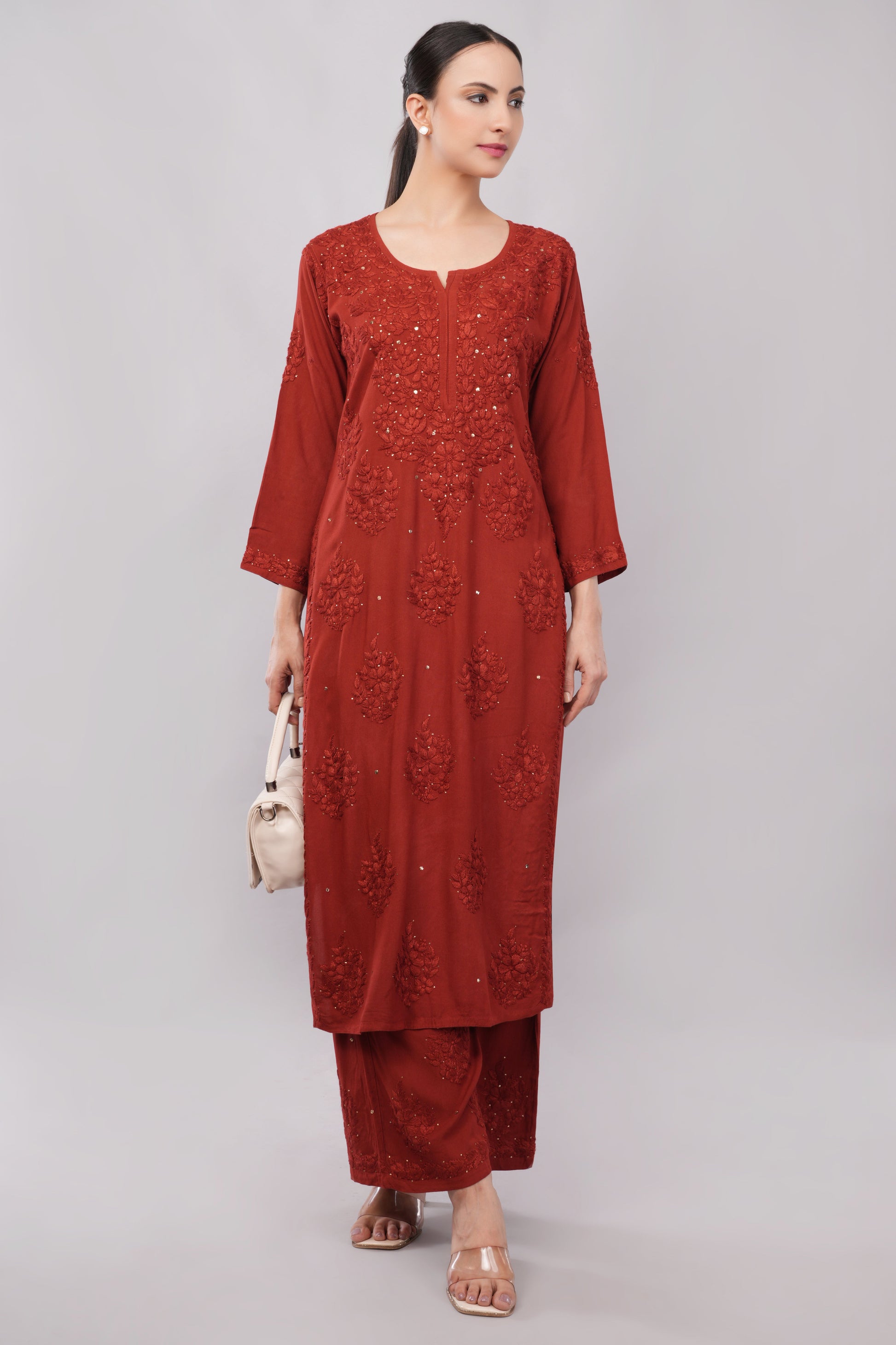 ZOYA – Festive Red Kamdani Coord Set - Lucknow Threads