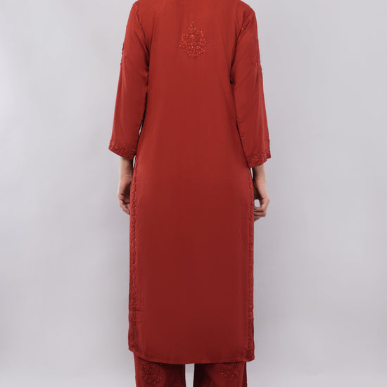 ZOYA – Festive Red Kamdani Coord Set - Lucknow Threads