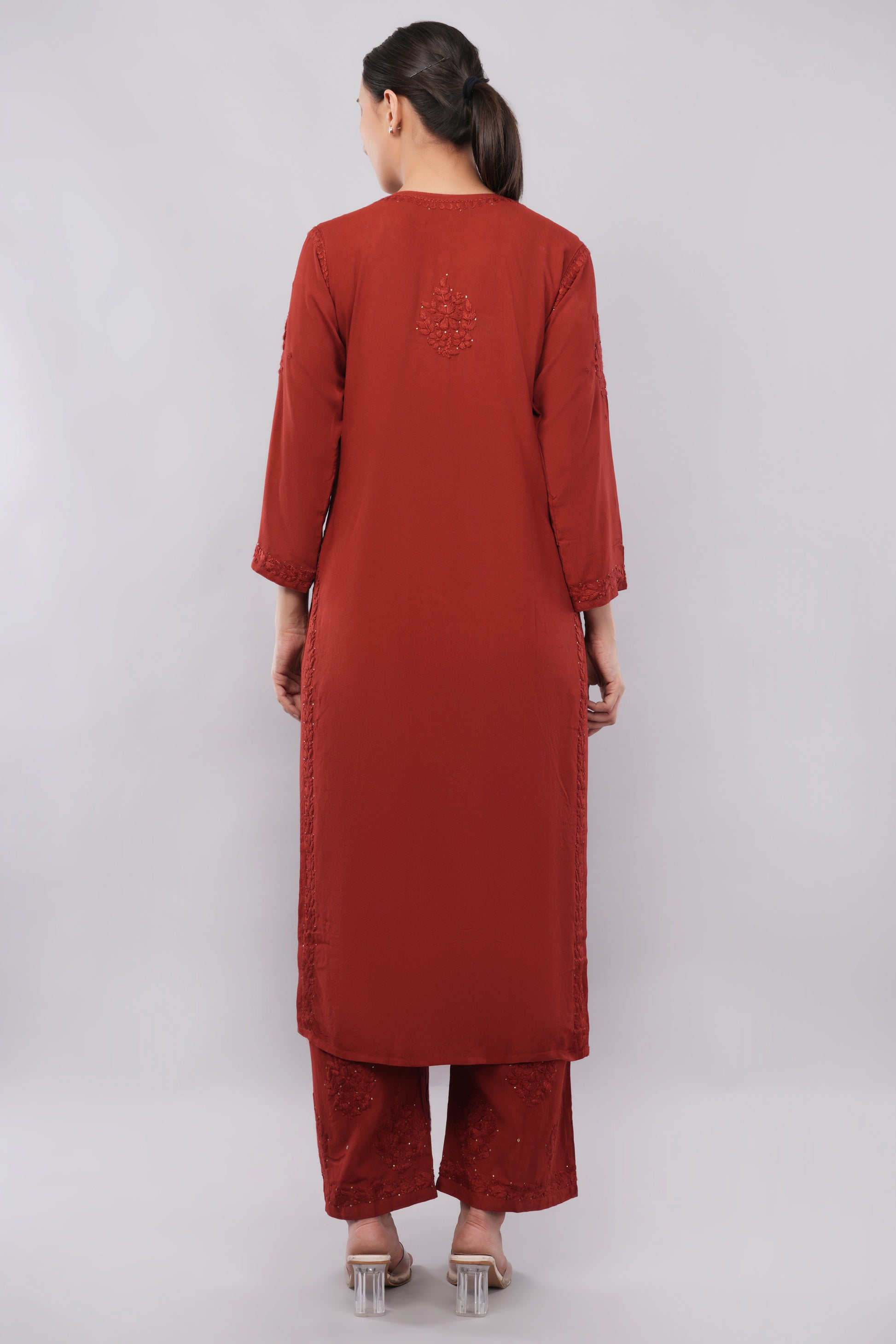 ZOYA – Festive Red Kamdani Coord Set - Lucknow Threads