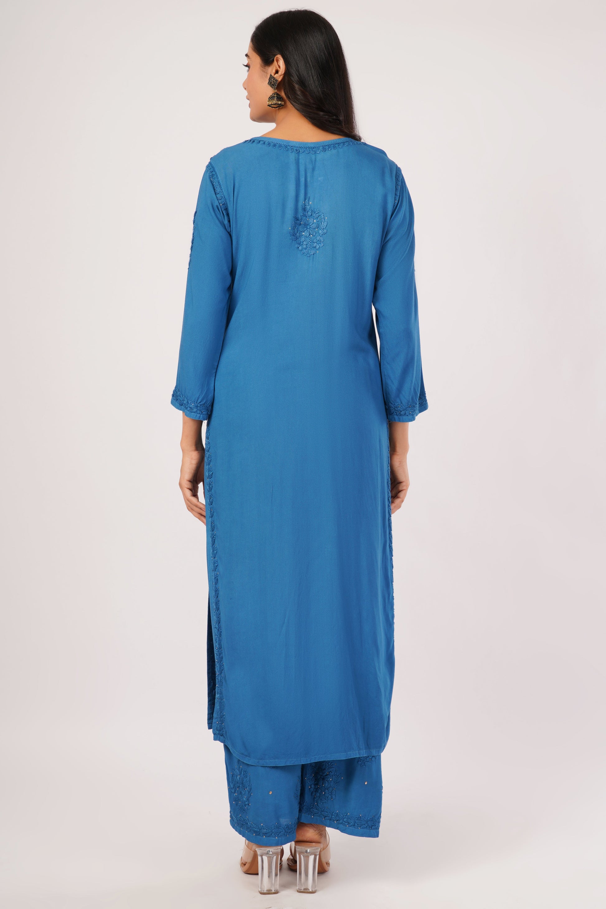 ZOYA – Royal Blue Chikankari Coord Set - Lucknow Threads