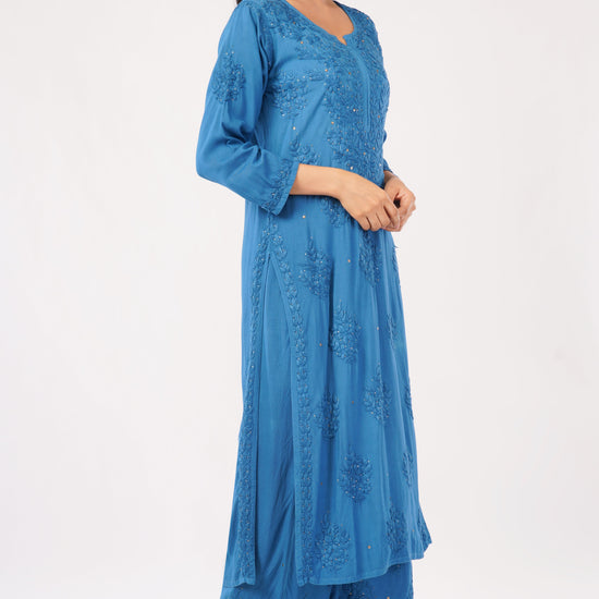 ZOYA – Royal Blue Chikankari Coord Set - Lucknow Threads