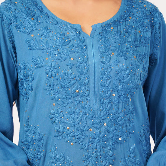 ZOYA – Royal Blue Chikankari Coord Set - Lucknow Threads