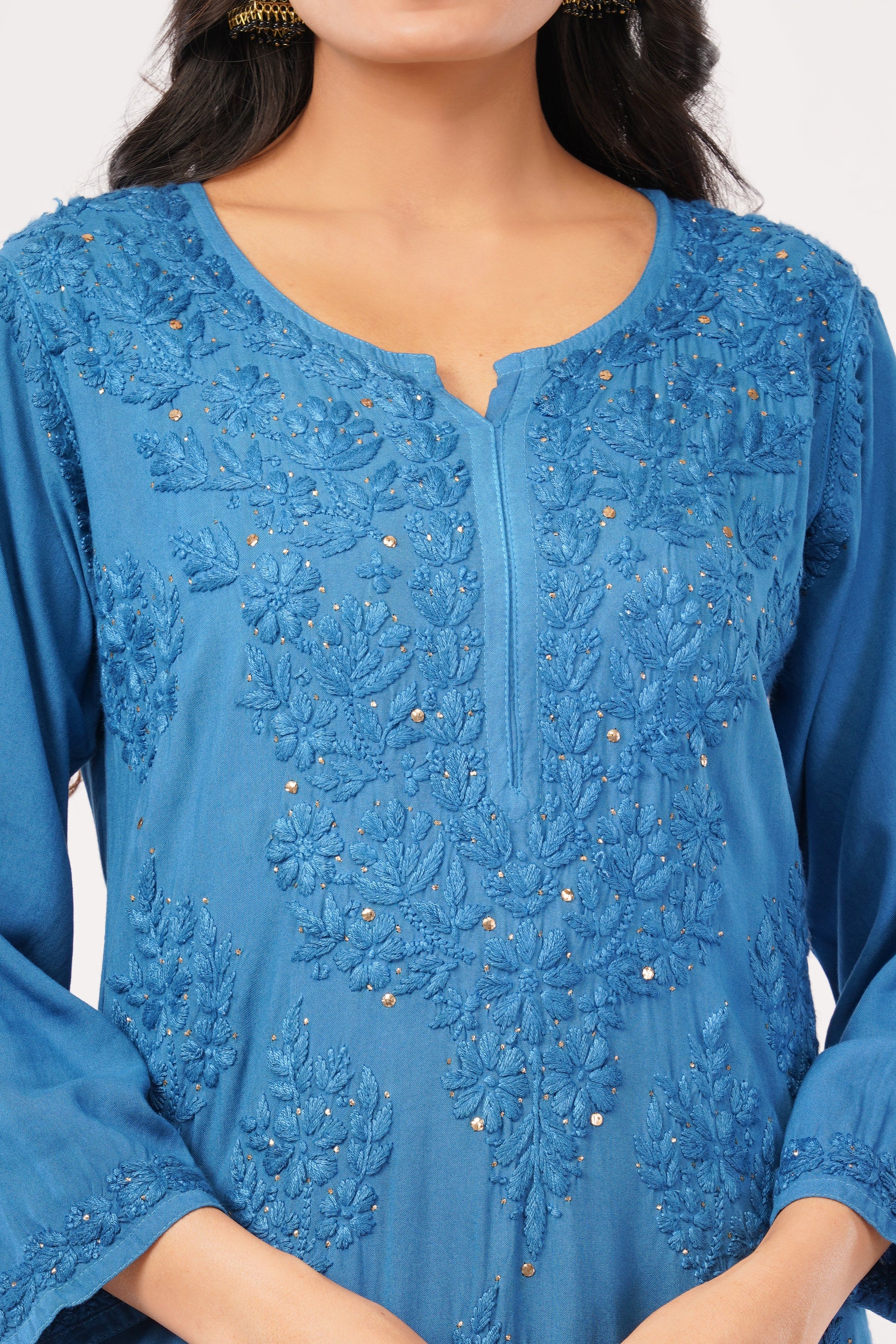 ZOYA – Royal Blue Chikankari Coord Set - Lucknow Threads